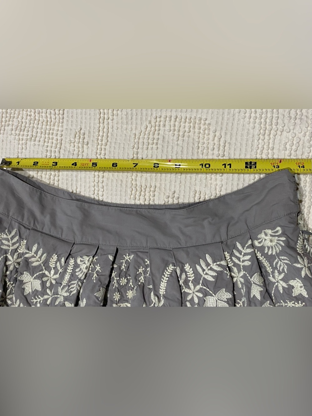 Meadow Rue by Anthropologie Cream Embroidered A-Line Midi Skirt Women’s Size 6 - Picture 8 of 14